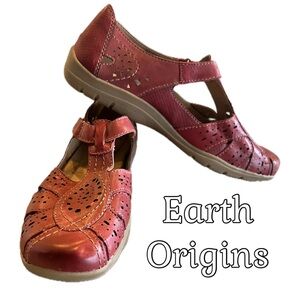Earth Origins Women's Red Burgundy Mary Jane Flats 10M Rapid Tatum